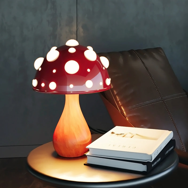 Modern Mushroom LED Table Lamp – Dimmable Tricolor Light with White or Wood Base