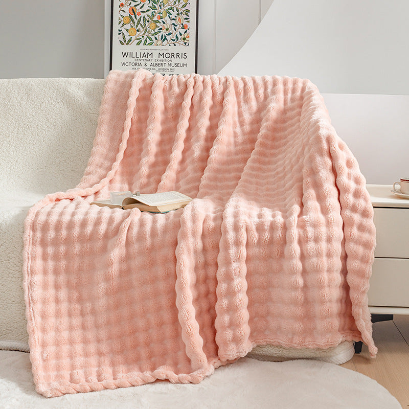 Bubble Flannel Blanket – Ultra-Soft Sofa & Bed Throw for AC Rooms