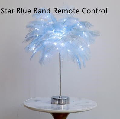 Nordic Feather Table Lamp – Soft Glow LED Night Light with Remote & Dual Power