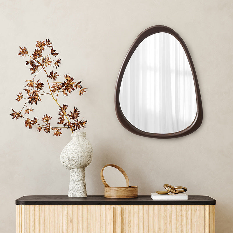 Wooden Oval Wall Mirror – Rustic Hanging Decor for Any Room