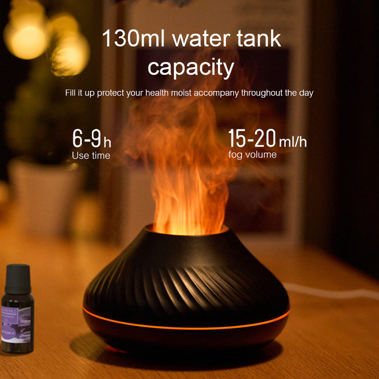 Flame Effect Essential Oil Diffuser – 130ML RGB Night Light Aroma Humidifier (USB Powered)