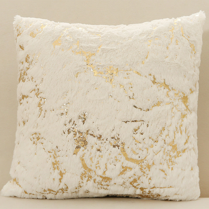 Plush Throw Pillowcase with Gilded Detailing – Soft Sofa Cushion Cover 43x43cm
