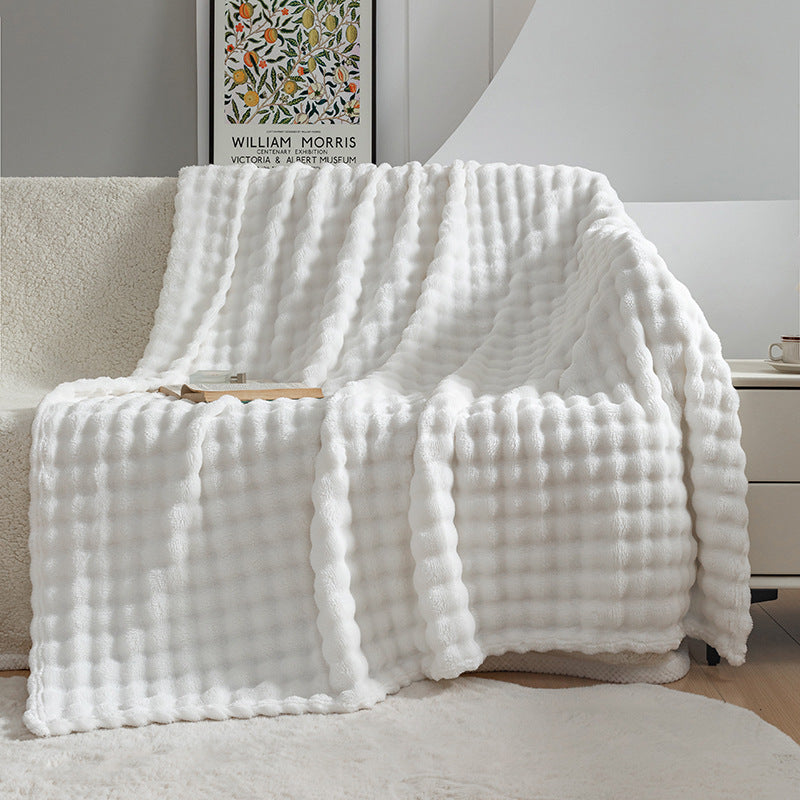 Bubble Flannel Blanket – Ultra-Soft Sofa & Bed Throw for AC Rooms