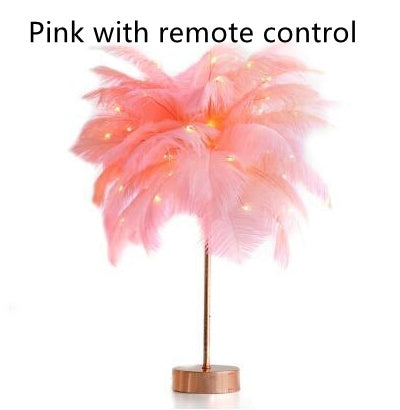Nordic Feather Table Lamp – Soft Glow LED Night Light with Remote & Dual Power