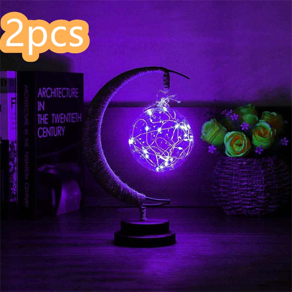 LED Moon & Star Copper Wire Light – USB & Battery Powered Decor Lamp