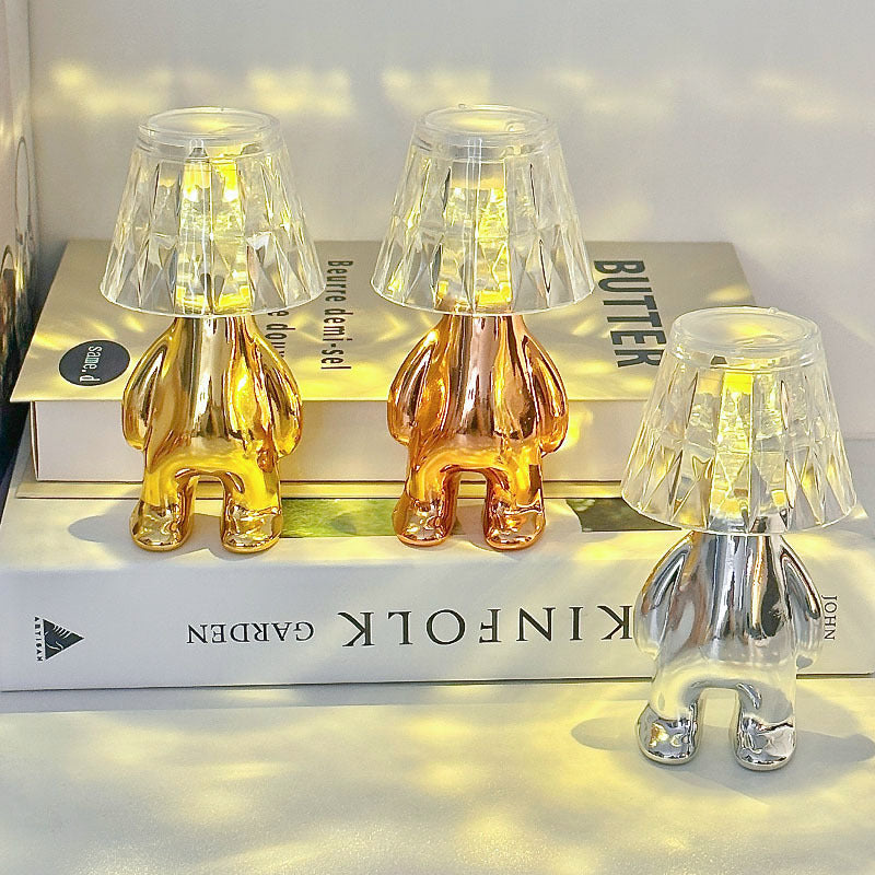 Creative Crystal LED Night Light – Abstract Touch Table Lamp with Built-in Battery
