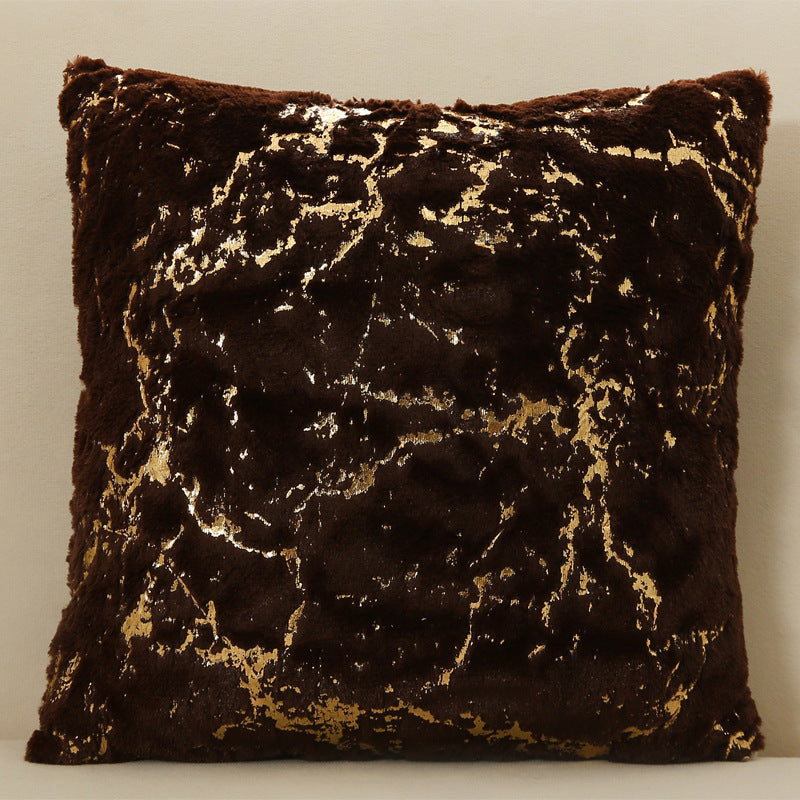 Plush Throw Pillowcase with Gilded Detailing – Soft Sofa Cushion Cover 43x43cm