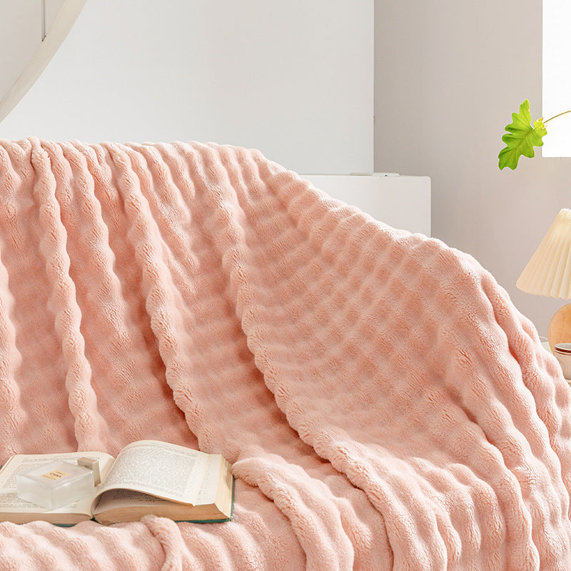 Bubble Flannel Blanket – Ultra-Soft Sofa & Bed Throw for AC Rooms