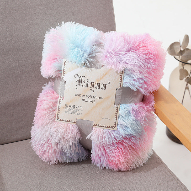 Plush Tie-Dye Double-Layer Blanket – Soft Sofa Throw & Bed Cover